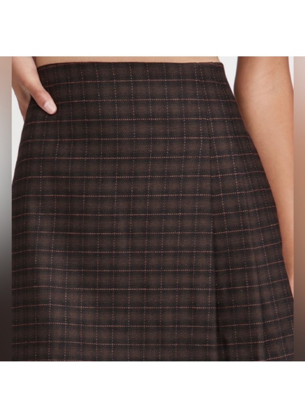 Alice + Olivia Black and Tan Plaid Mini Skirt